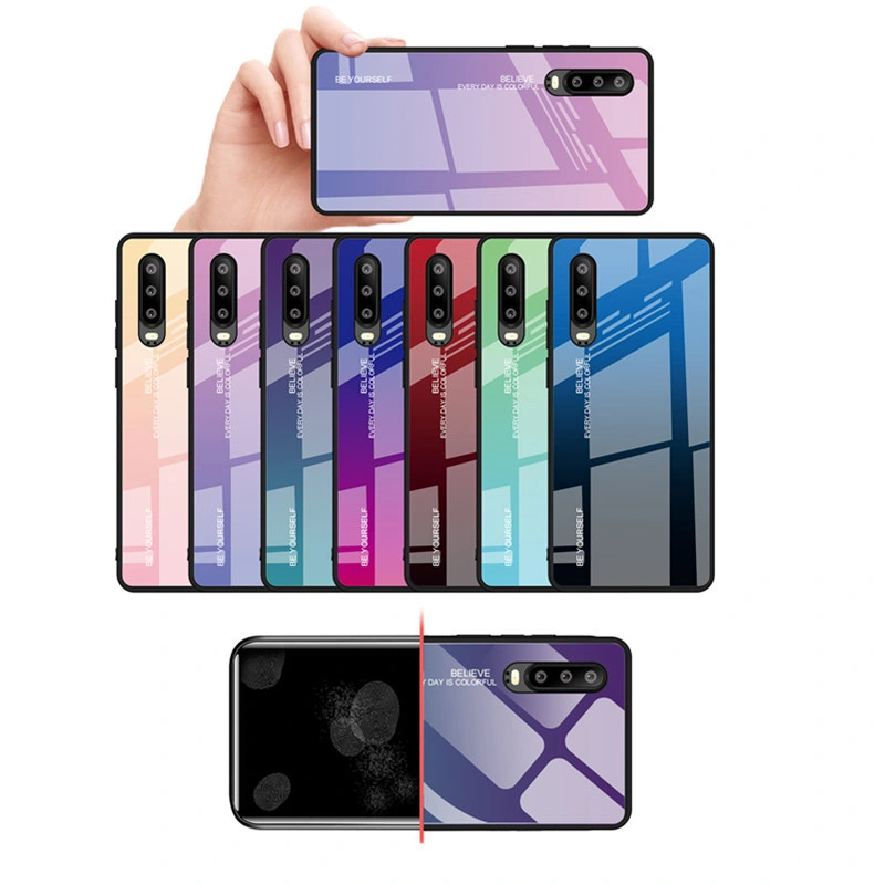 New Gradient Glass Creative TPU Soft Edge Protective Sleeve for Huawei Mobile Phone