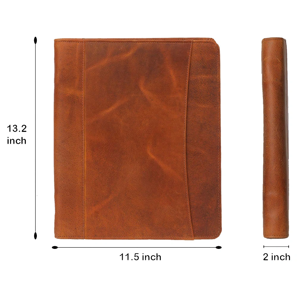 Top Quality Genuine Leather A4 Cute Padfolio Art Portfolio Case with Tablet PC Holder