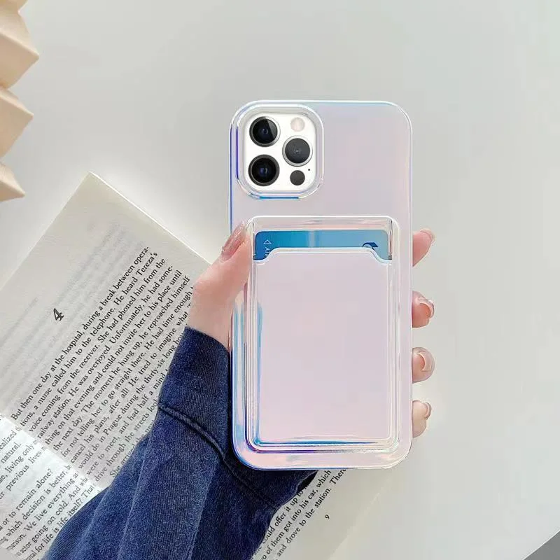 Slim Stylish Colorful Laser IMD Printing with Card Holder Phone Case for iPhone 6 Plus iPhone 7 iPhone 8 iPhone Se 2020