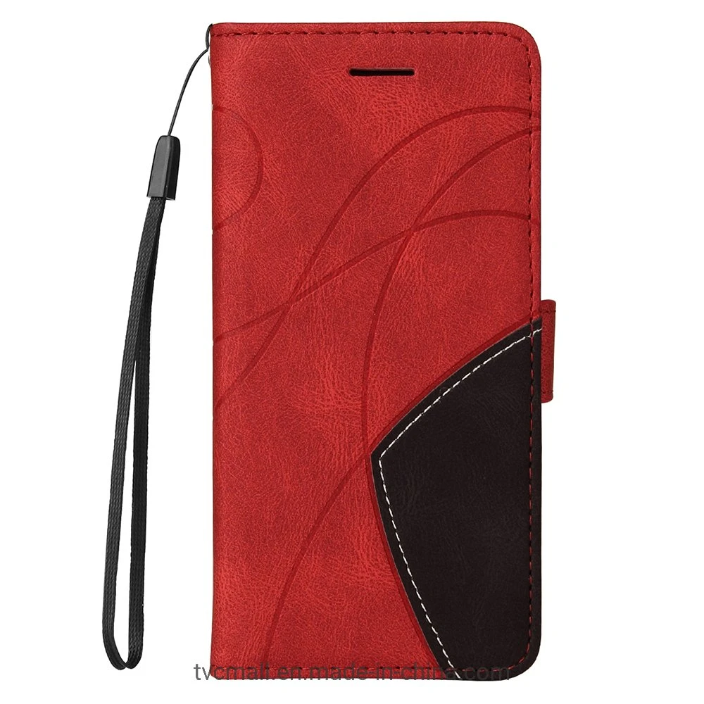 Kt Leather Series-1 Stand Feature Wrist Strap Bi-Color Splicing Style PU Leather Flip Wallet Folio Cover Phone Case for Samsung Galaxy A52 4G/5g / A52s 5g - Red