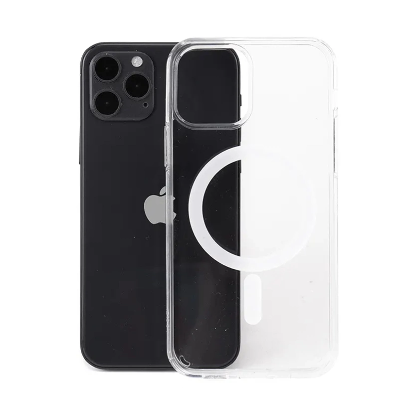 New Transparent Clear Acrylic TPU Magnetic Wireless Charging Case for Phone