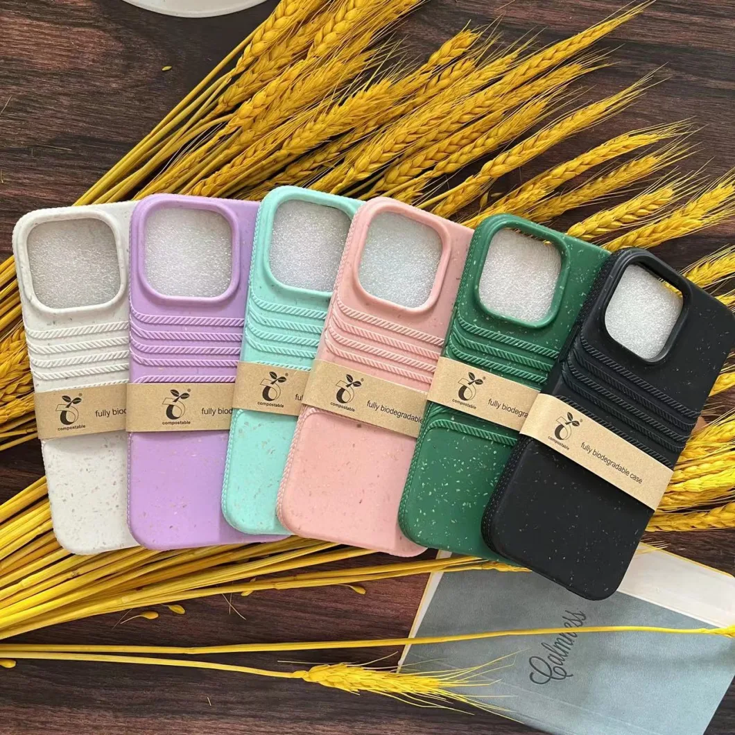 Eco-Friendly Degradable Mobile Phone Case for iPhone 12/13/14 PRO Max Wheat Straws Biodegradable Phone Case Cover