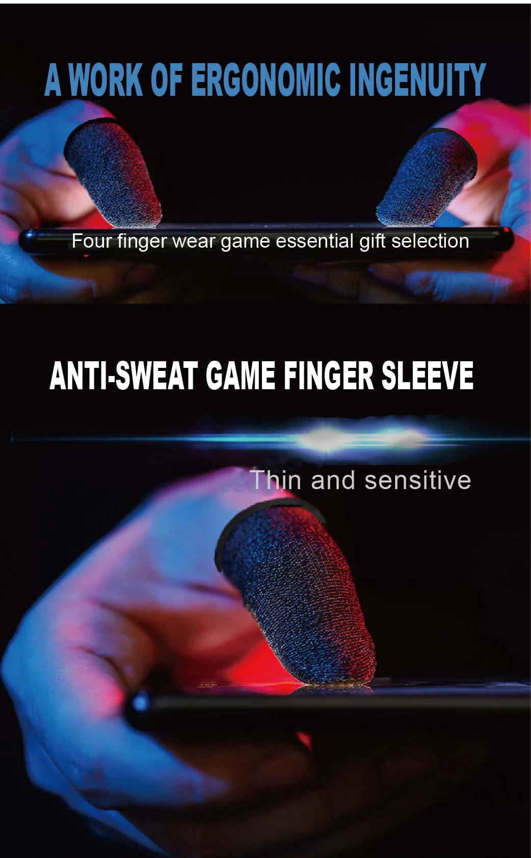 Anti-Sweat Breathable Hand Touch Screen Mobile Phone Finger Sleeve for Gaming