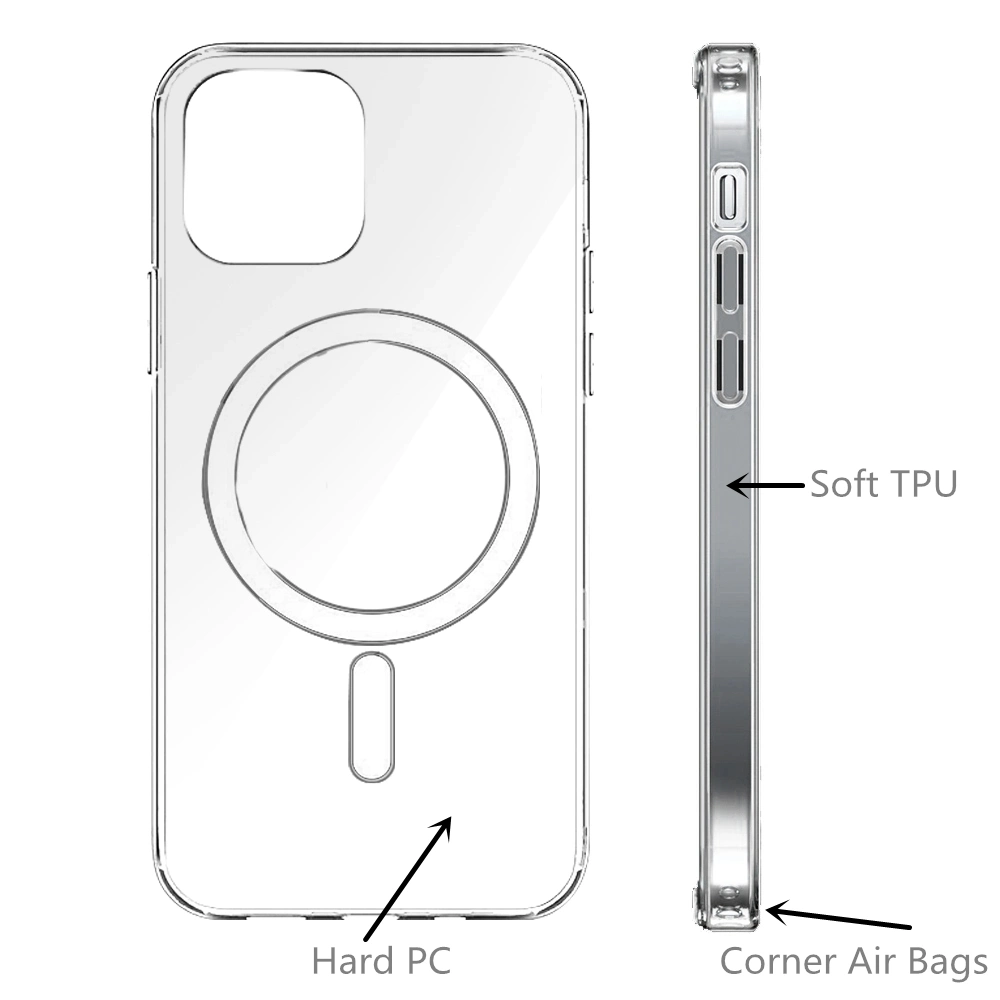 Transparent Clear PC Back Flexible Soft TPU Airbags Impact Absorption Phone Case for iPhone 13