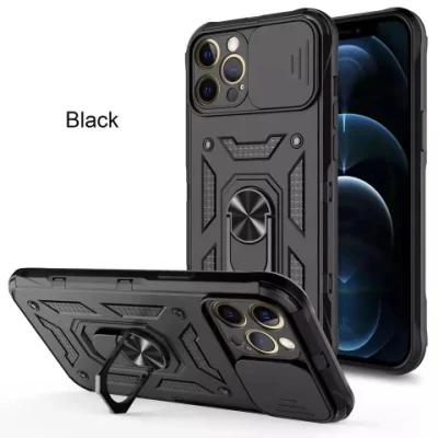 Commerce de gros Heavy-Duty TPU + PC Armor Phone Case Metal Ring Magnetic Case