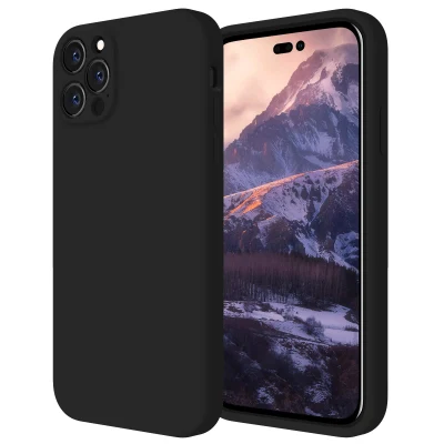 Coque pour iPhone 14 Pro, coque en silicone [protection de l'appareil photo] avec [2 protections d'écran], doublure en microfibre douce anti-rayures à l'intérieur, 6,1 pouces, noir