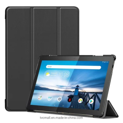 Étui En Cuir À Trois Volets Conception De Lunette Étroite Couverture De Tablette De Support À Double Angle Pour Lenovo Tab M10 Tb-x605f / Tb-x505f - Noir